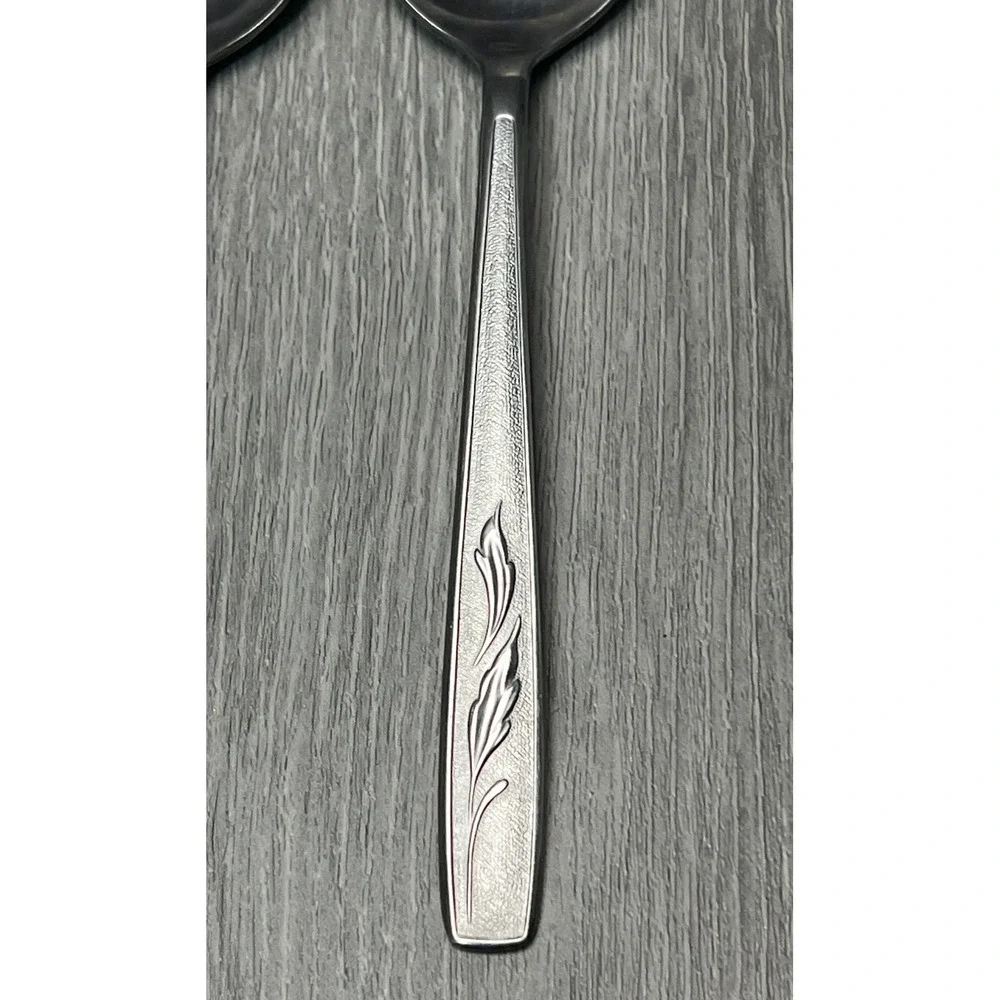 Oneida Custom Stainless Autumn Memory Tablespoon‎ Set of 5 Vintage Leaf Pattern